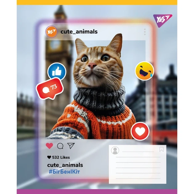 Зошит учнівський YES Cute animals 767728 18 арк. Різнокольоровий shop (4823092293268) - зображення 3