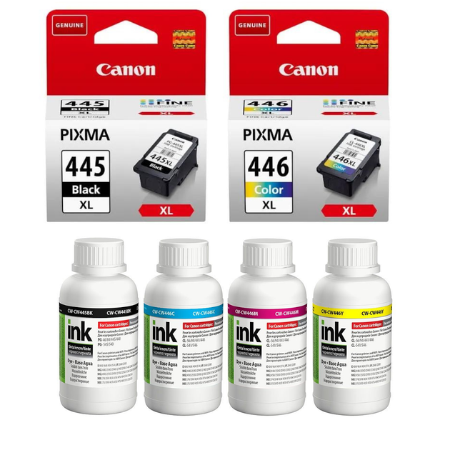 Картриджів Canon PG-445XL, CL-446 XL (8283B001) + Чорнило ColorWay CW-CW445/CW446SET02 - Фото 1 Картриджів Canon PG-445XL, CL-446 XL (8283B001) + Чорнило ColorWay CW-CW445/CW446SET02 - зображення 1