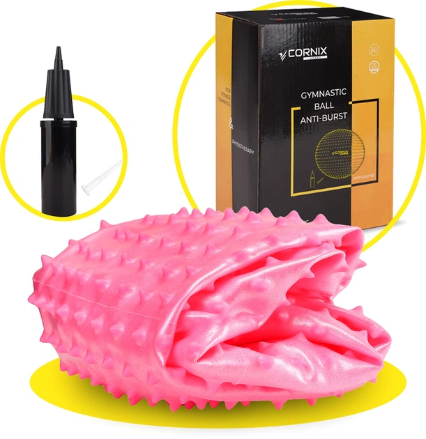 М'яч для фітнесу (фітбол) Cornix 55 см масажний Anti-Burst XR-0469 Pink - зображення 8