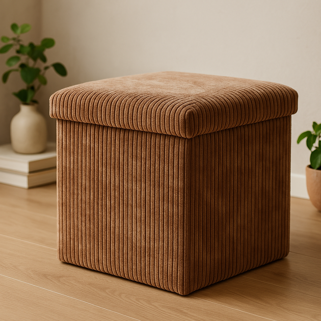 Пуф Storage solutions Tobo з відсіком для зберігання вельветовий 38 x 38 x 38 см Коричневий (5902973458695) - Фото 6 Пуф Storage solutions Tobo з відсіком для зберігання вельветовий 38 x 38 x 38 см Коричневий (5902973458695) - зображення 6