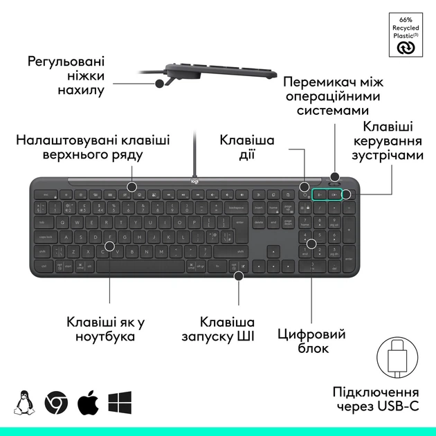 Клавіатура Logitech Signature Slim K620 for Business Graphite (920-013333) - зображення 4