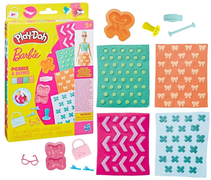 Zestaw kreatywny uzupełniający Hasbro Play-Doh Ciastolina Barbie Perły i kokardy (G1365) (5010996315724) - obraz 1