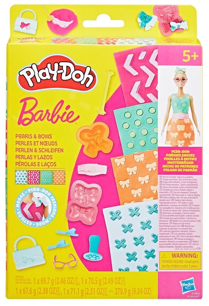 Zestaw kreatywny uzupełniający Hasbro Play-Doh Ciastolina Barbie Perły i kokardy (G1365) (5010996315724) - obraz 3