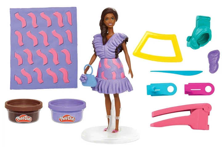 Zestaw kreatywny Hasbro Play-Doh Ciastolina Barbie Fashionista Falbanki + lalka (G1359) (5010996315687) - obraz 2