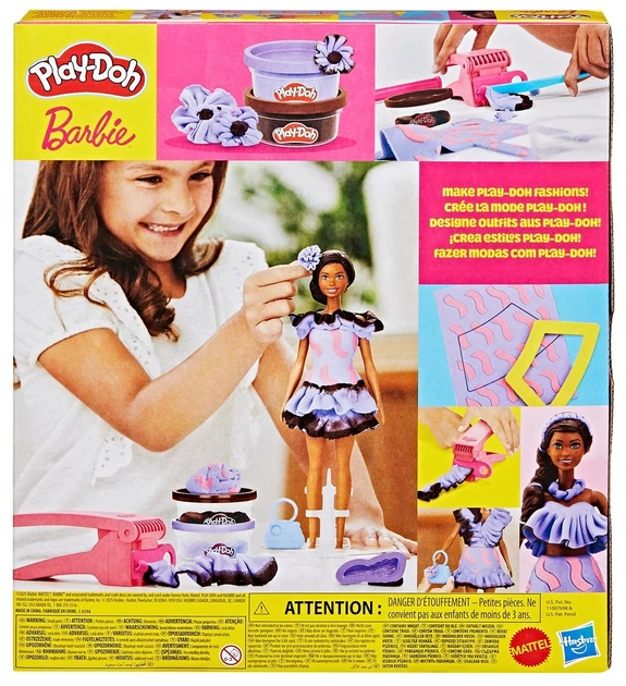 Zestaw kreatywny Hasbro Play-Doh Ciastolina Barbie Fashionista Falbanki + lalka (G1359) (5010996315687) - obraz 4