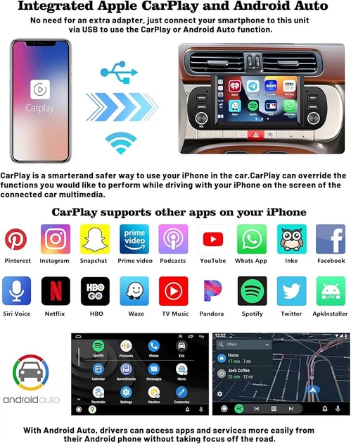 Автомагнитола Hikity Android 7| 2/64 ГБ для Fiat Panda 2013–2020 Беспроводной CarPlay Android Auto, GPS, Wi-Fi - изображение 3