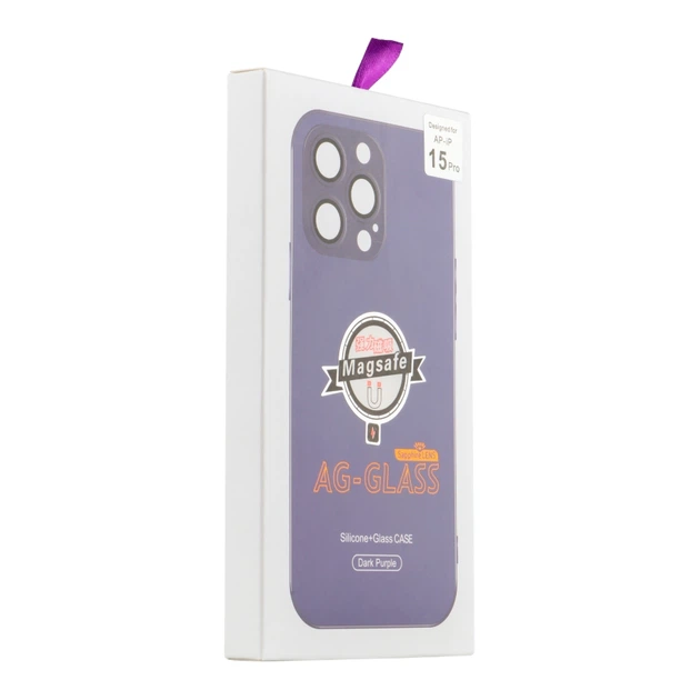 Чохол-накладка скляний матовий із захистом камери Matte AG-Glass для iPhone 15 Pro Deep Purple - зображення 4