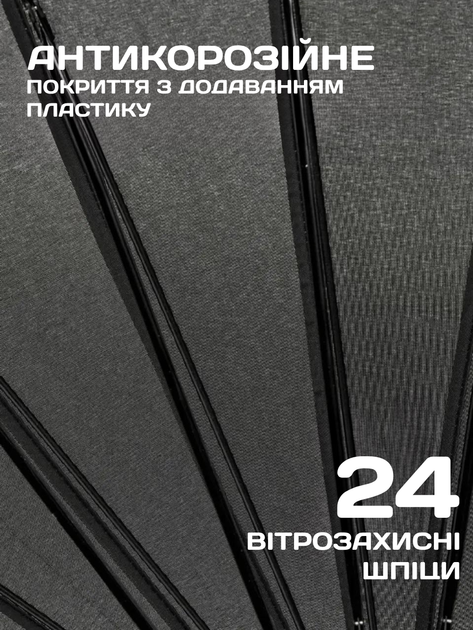 Большой мужской перезидентский зонт 24 спицы Зонтик-трость Антишторм Umbrella полуавтомат система антиветер Черный TC - Фото 7 Большой мужской перезидентский зонт 24 спицы Зонтик-трость Антишторм Umbrella полуавтомат система антиветер Черный TC - изображение 7