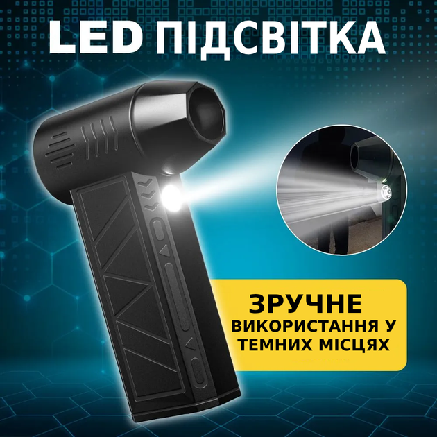 Аккумуляторный турбинный мини вентилятор 5000mAh Портативная турбо воздуходувка для авто или дома TC - Фото 2 Аккумуляторный турбинный мини вентилятор 5000mAh Портативная турбо воздуходувка для авто или дома TC - изображение 2