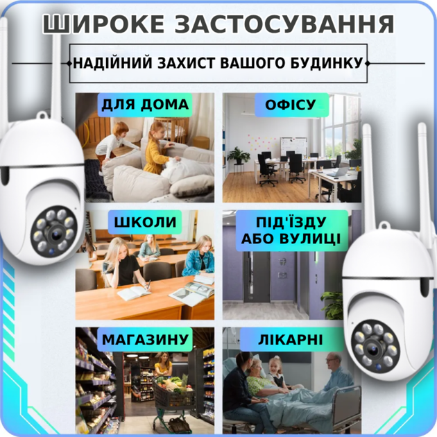 Уличная WI-FI камера наблюдения по вайфай Поворотная IP камера со звуком для дома, улицы, офиса или гаража TC - изображение 4