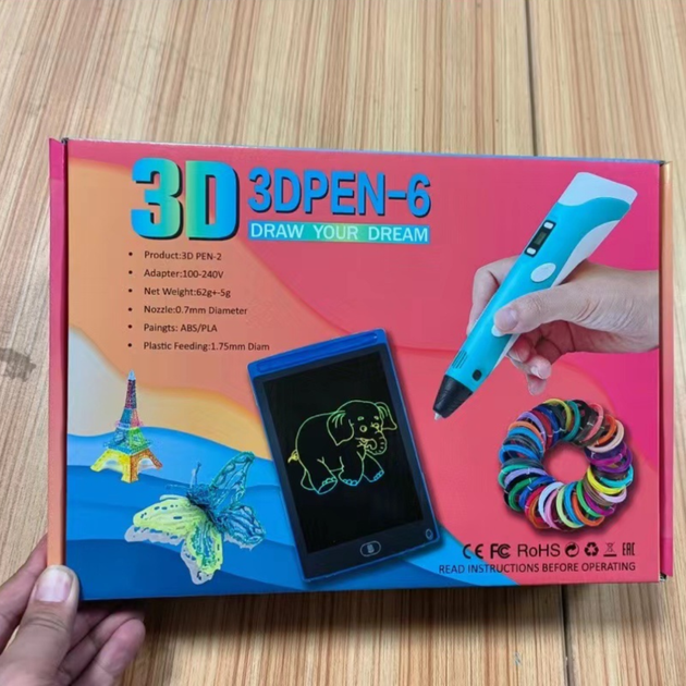 Набір 3D-ручка для малювання (3D Pen-6) з трафаретами та LCD-планшетом 100 м пластику 3д pen для дітей TC - Фото 8 Набір 3D-ручка для малювання (3D Pen-6) з трафаретами та LCD-планшетом 100 м пластику 3д pen для дітей TC - зображення 8
