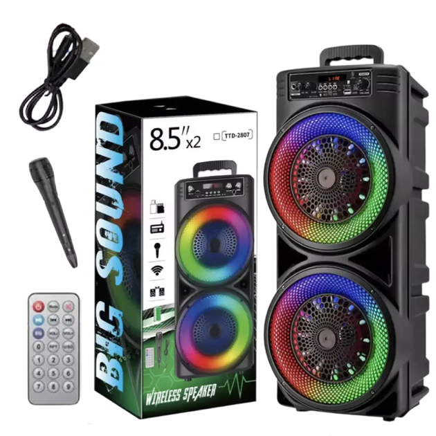 Портативная аккумуляторная акустика (8.5", 40W) беспроводная USB Колонка Bluetooth на аккумуляторе с микрофоном TC 2807 - изображение 6
