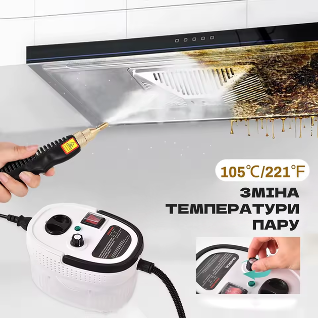 Портативный пароочиститель Domotec 2500Вт Парогенератор для уборки с насадками 1,2л Паровой пароочиститель для дома TC - Фото 4 Портативный пароочиститель Domotec 2500Вт Парогенератор для уборки с насадками 1,2л Паровой пароочиститель для дома TC - изображение 4