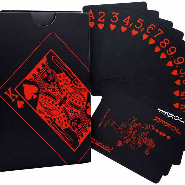 Карты игральные покерные черные пластиковые SP-Sport Poker 3466-1 54 карты Black-Red - изображение 2