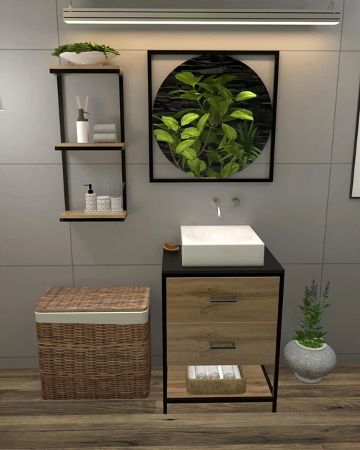 Комплект меблів у ванну кімнату в стилі лофт EcoLoft Lazaro DSP-1407-1 Дуб Аппалачі - Фото 4 Комплект меблів у ванну кімнату в стилі лофт EcoLoft Lazaro DSP-1407-1 Дуб Аппалачі - зображення 4