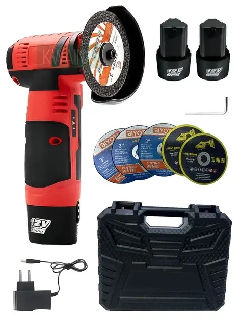 Аккумуляторная мини болгарка RED 12V (2 АКБ + 5 дисков, в кейсе) - изображение 2