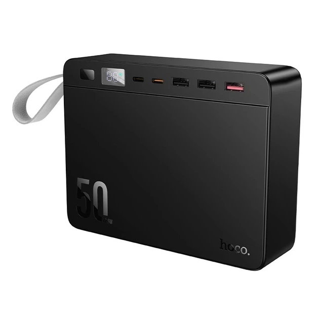 Павербанк HOCO J166 50000 mAh 22.5W 3USB/2Type-C Портативний зовнішній акумулятор Power Bank зі швидкою зарядкою 22.5W+PD20W та ліхтарем Black - Фото 1 Павербанк HOCO J166 50000 mAh 22.5W 3USB/2Type-C Портативний зовнішній акумулятор Power Bank зі швидкою зарядкою 22.5W+PD20W та ліхтарем Black - зображення 1