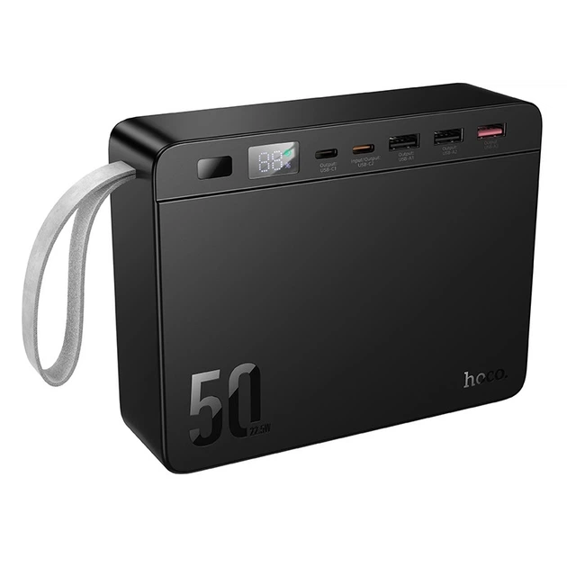 Павербанк HOCO J166 50000 mAh 22.5W 3USB/2Type-C Портативний зовнішній акумулятор Power Bank зі швидкою зарядкою 22.5W+PD20W та ліхтарем Black - Фото 4 Павербанк HOCO J166 50000 mAh 22.5W 3USB/2Type-C Портативний зовнішній акумулятор Power Bank зі швидкою зарядкою 22.5W+PD20W та ліхтарем Black - зображення 4