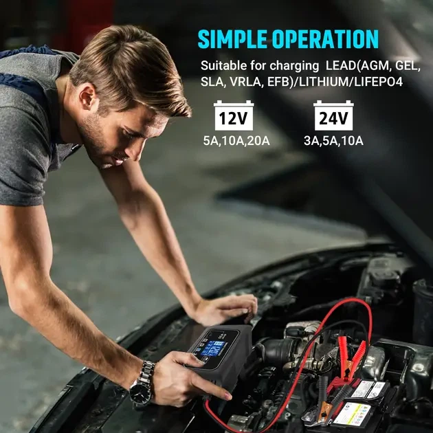 Универсальное зарядное устройство HTRC P20 12V/24V 20A smart charger для авто ремонта аккумулятора - изображение 8