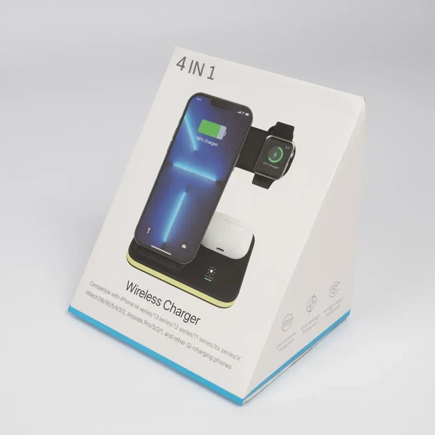 Беспроводная зарядная станция Wireless Charge 4 в 1 (телефоны, наушники, часы). - Фото 4 Беспроводная зарядная станция Wireless Charge 4 в 1 (телефоны, наушники, часы). - изображение 4
