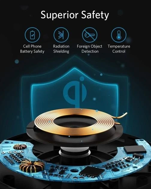 Бездротовий зарядний пристрій Anker 313 Wireless Charger (Pad) Qi 10W Black - Фото 7 Бездротовий зарядний пристрій Anker 313 Wireless Charger (Pad) Qi 10W Black - зображення 7