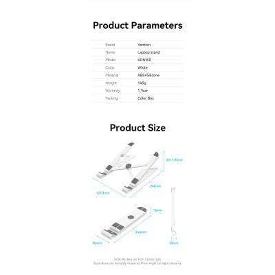 Блок живлення Laptop X-type Stand White ABS 83-170мм Vention - Фото 6 Блок живлення Laptop X-type Stand White ABS 83-170мм Vention - зображення 6