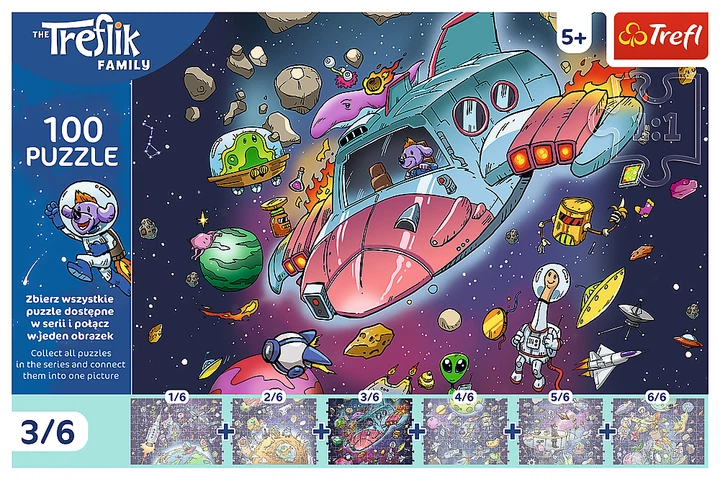 Пазл Trefl The Treflik Family Лофі в ракеті 3/6 100 елементів 16543 (5900511165432) - зображення 2