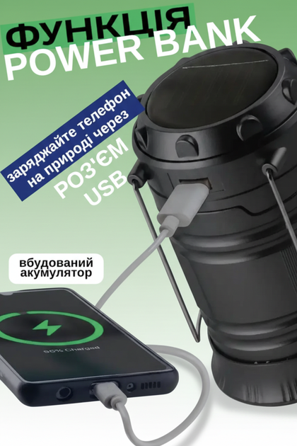 Кемпинговый фонарь-лампа на солнечной батарее 3-в-1 с Power Bank (USB) и 2 режимами свечения. (COPY) - Фото 8 Кемпинговый фонарь-лампа на солнечной батарее 3-в-1 с Power Bank (USB) и 2 режимами свечения. (COPY) - изображение 8