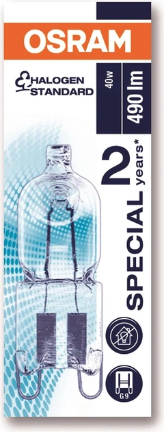Żarówka halogenowa kapsułka OSRAM HALOPIN OVEN G9 40 W 490 Lm 2700 K (4008321703576) - obraz 2