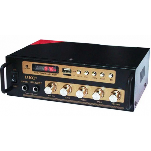 Підсилювач потужності звуку Вluetooth(Блютуз) + Караоке FM USB SD-карта 2*60W UKC N-222BT - зображення 3