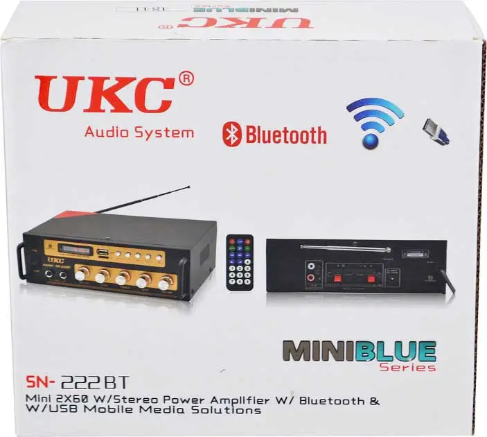 Підсилювач потужності звуку Вluetooth(Блютуз) + Караоке FM USB SD-карта 2*60W UKC N-222BT - зображення 10