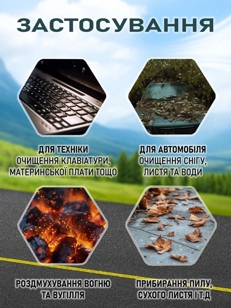 Акумуляторна повітродувка 21В з турбіною, 80 м/с, для снігу, листя, пилу та розпалювання вугілля - зображення 8