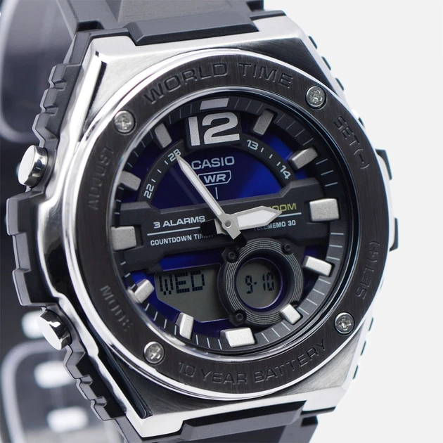 Мужские часы Casio MWQ-100-2AVCF — аналогово-цифровые, мировое время, батарея 10 лет, водозащита 100 м - изображение 4
