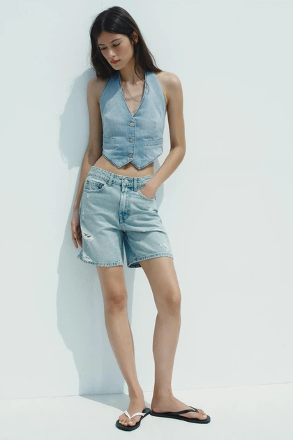 Джинсові шорти-бермуди trf з подертостями Zara 4060/205 XS Блакитні (0406020540032) - зображення 2