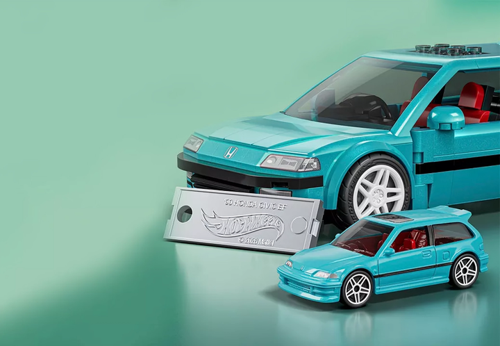 Конструктор Hot Wheels Mattel Brick Shop Hot Wheels Custom ’90 Honda Civic EF 248 Деталей JHF62 Blue - Фото 7 Конструктор Hot Wheels Mattel Brick Shop Hot Wheels Custom ’90 Honda Civic EF 248 Деталей JHF62 Blue - зображення 7
