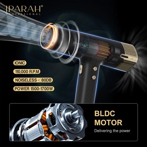 Профессиональный фен IPARAH P-390B BLUE, 4 уровня обдува, 4 уровня температуры, 110000RPM, 1500-1700W - изображение 10
