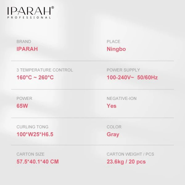 Выпрямитель для волос IPARAH P-112, 160-260°C, керамическое покрытие, LED дисплей, 65 W - изображение 6