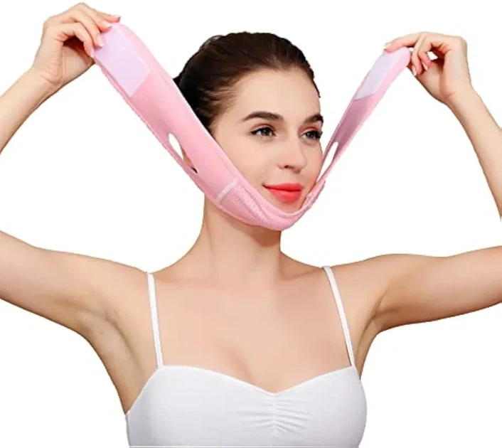 Лифтинг-бандаж для коррекции овала лица V Line Face Lifting Belt Pink - Фото 2 Лифтинг-бандаж для коррекции овала лица V Line Face Lifting Belt Pink - изображение 2