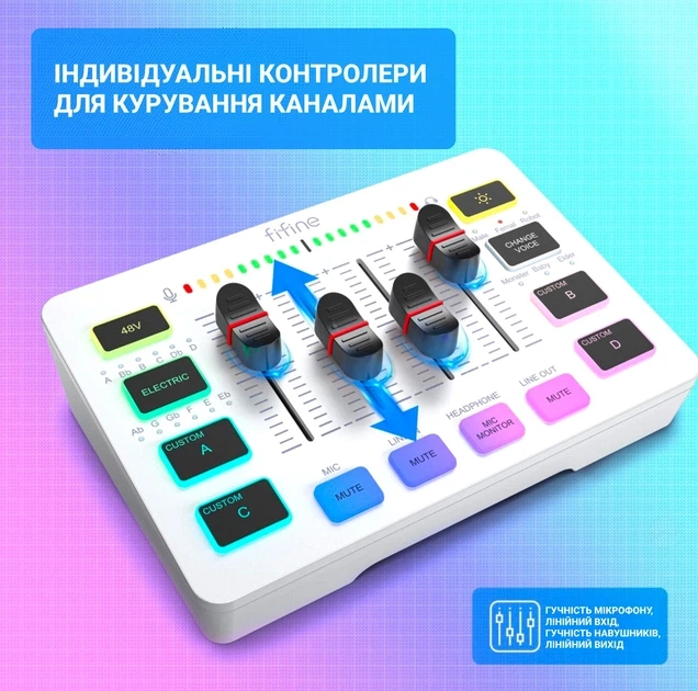 Микшерный пульт Fifine Sound Card (SC3) White - изображение 7