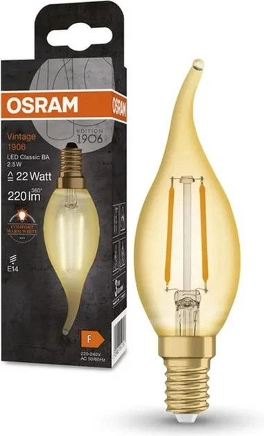 Світлодіодна лампа OSRAM Vintage 1906 BA22 Filament 2.5 Вт 824 Gold E14 (4099854091537) - зображення 2