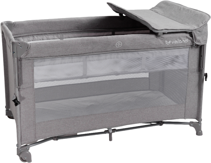 Кровать-манеж Velano Tino детская со вторым ярусом и пеленатором Light grey (4820296760268) - изображение 3