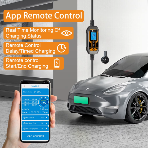 Зарядка для електромобілів Feyree 7кВт 32A Tesla NACS Lion EV K8 APP Wi Fi - зображення 7