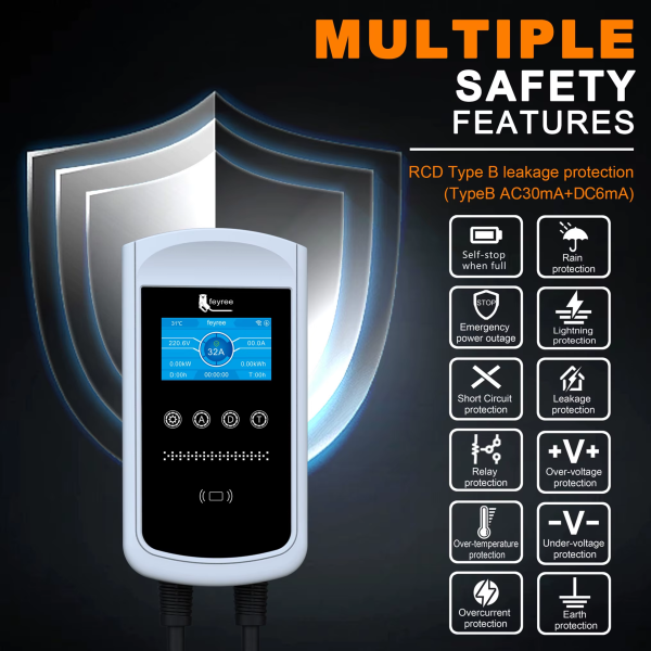 Зарядка для електромобіля Feyree 12 кВт 50A, Type1 Pisces PRO Wi-Fi - зображення 3