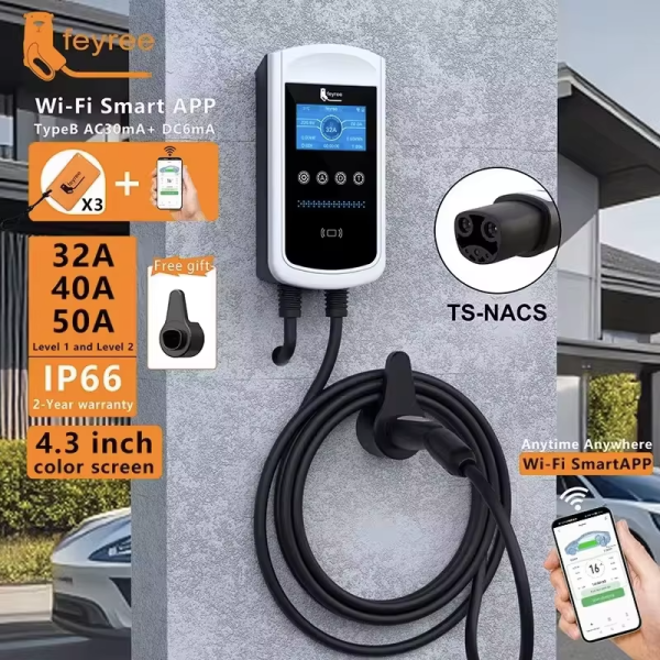 Зарядна станція для електромобіля Feyree 12 кВт 50A, NACS Pisces Wi-Fi - зображення 8