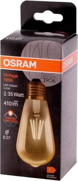 Світлодіодна лампа Osram Vintage 1906 Edison 35 Filament 4 Вт 824 Gold E27 (4099854091377) - зображення 2