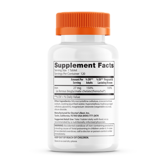 Железо Doctor's Best с феррохелем Iron With Ferrochel 120 таблеток ARE-576112 - изображение 2