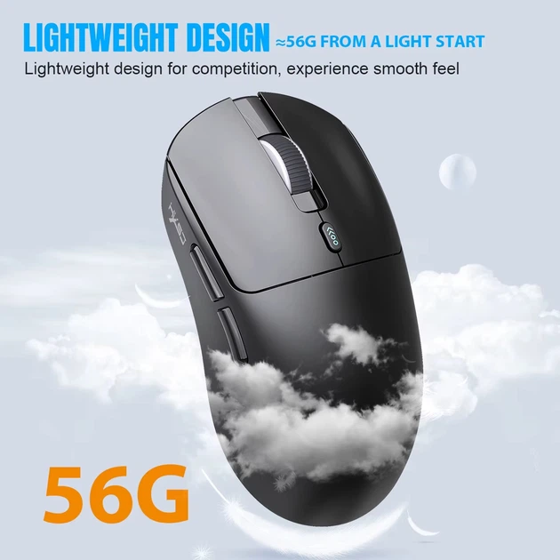 Мышь беспроводная игровая HYSJ Т68 Pro Print PAW3311, 12000 DPI 2,4G+Bluetooth Orange - изображение 8