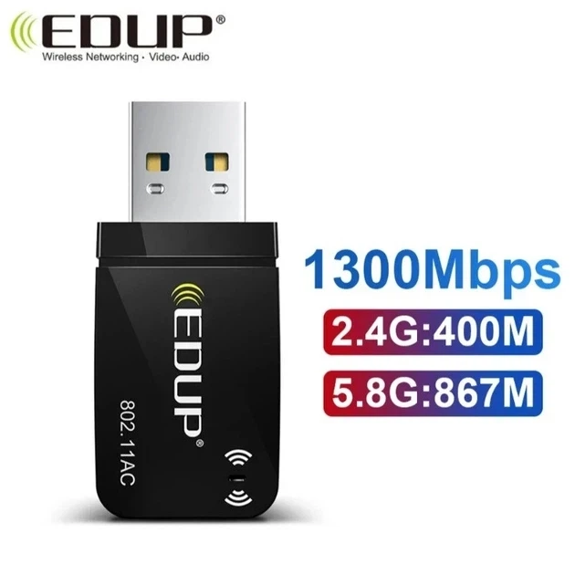 Двухдиапазонный высокоскоростной WiFi адаптер EDUP 1300 Мбит/с USB3.0 2.4GHz - 5GHz RTL8812BU - изображение 6