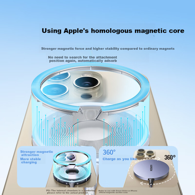 Беспроводное зарядное устройство Ugreen CD245 Magnetic Wireless Charger 15W Space Gray (30233) - изображение 3