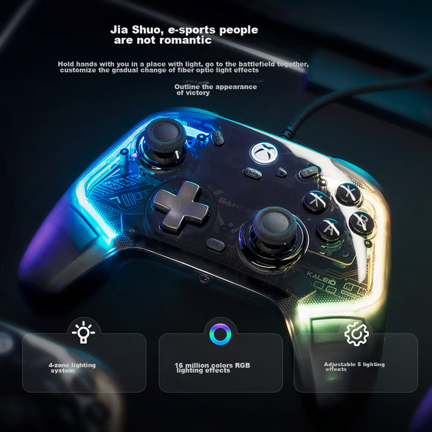 Проводной геймпад GameSir Kaleid PC/Xbox One/Xbox Series X/S Transparent Black - Фото 9 Проводной геймпад GameSir Kaleid PC/Xbox One/Xbox Series X/S Transparent Black - изображение 9